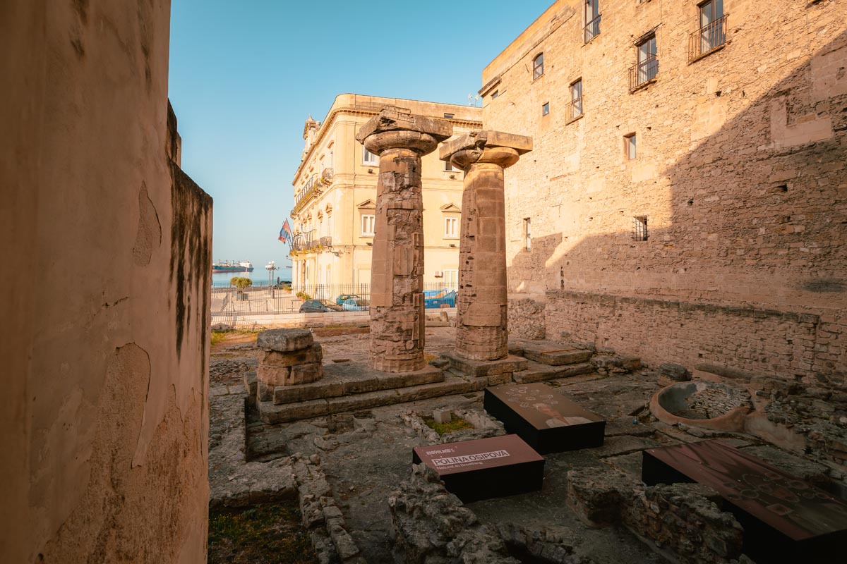 The surviving columns of the Doric Temple, a famous attraction o